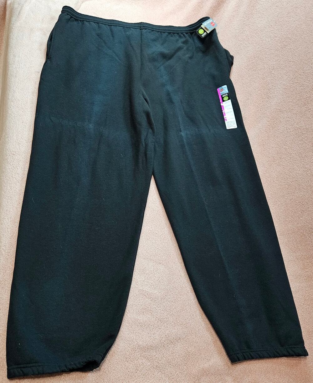 NWT Hanes Premium EcoSmart Mens Black Sweatpants XX-Large